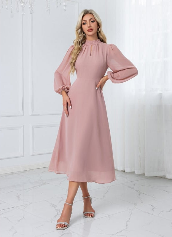 Robe Chic Midi Rose Fluide - gallery 6