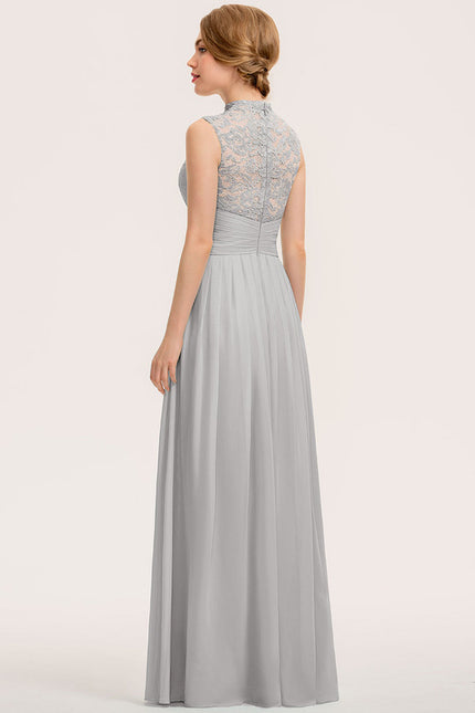Robe Chic Gris Perle Dentelle Élégante - gallery 4