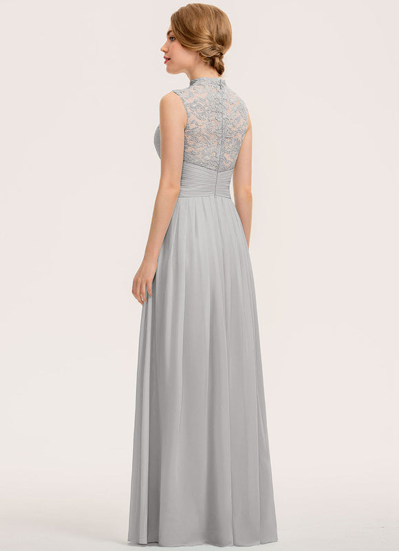 Robe Chic Gris Perle Dentelle Élégante - gallery 4
