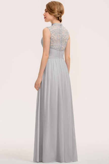 Robe Chic Gris Perle Dentelle Élégante - gallery 4