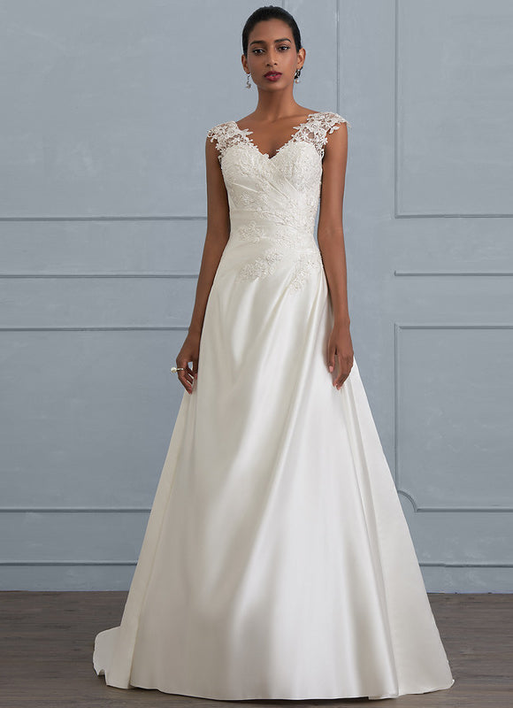 Robe Chic Satinée Traîne - gallery 1