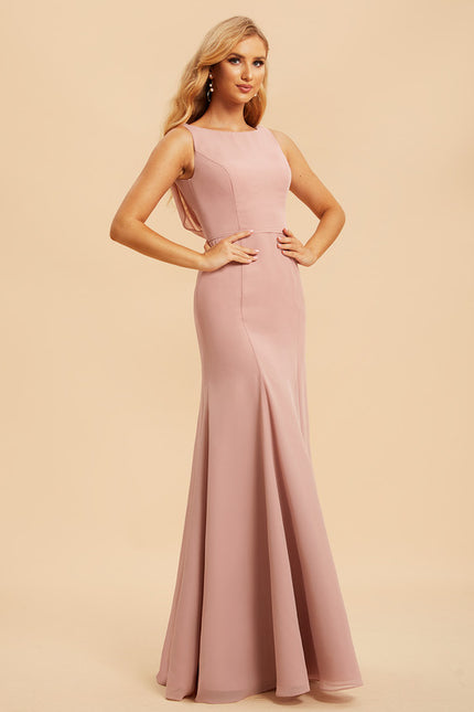Robe Chic Rose Poudré Longueur Ras Du Sol
