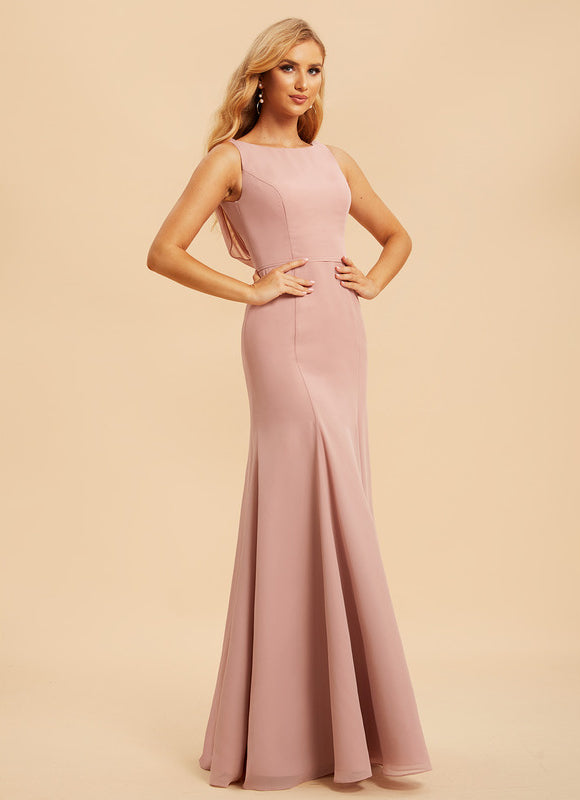 Robe Chic Rose Poudré Longueur Ras Du Sol