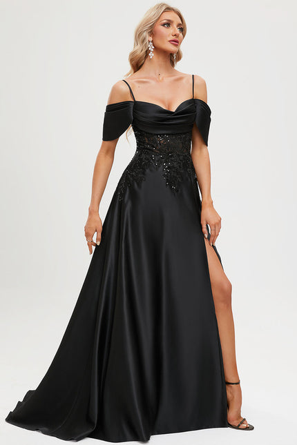 Robe Chic Satin Noir Élégant - gallery 7