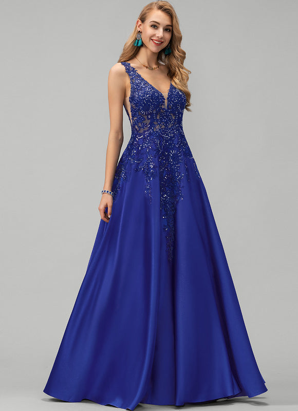 Robe Chic Éclat Satin Bleu