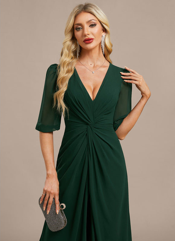 Robe Chic Longue Verte Fluide - gallery 1