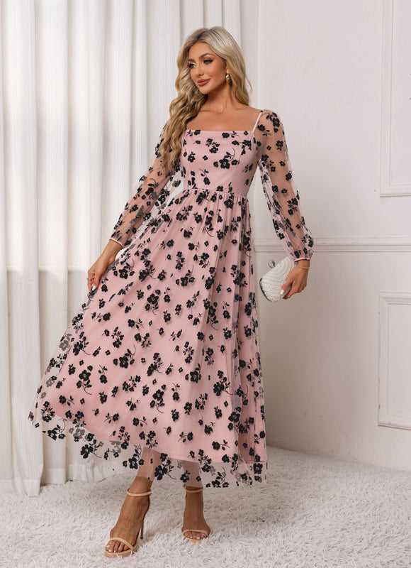 Robe Chic Florale Nude - gallery 5