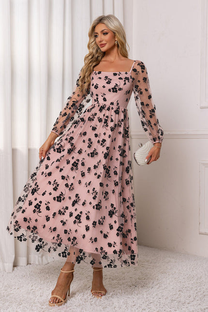 Robe Chic Florale Nude - gallery 5