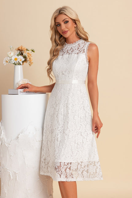 Robe Chic Midi Dentelle Blanche - gallery 6
