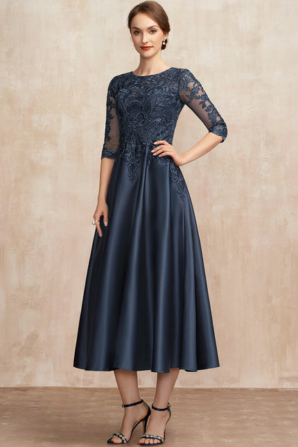 Robe Chic Satiné Ébène Élégant - gallery 3