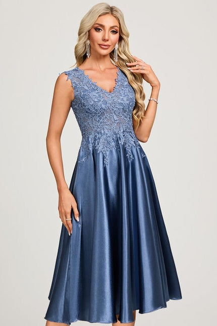 Robe Chic Satin Bleu Ciel - gallery 4