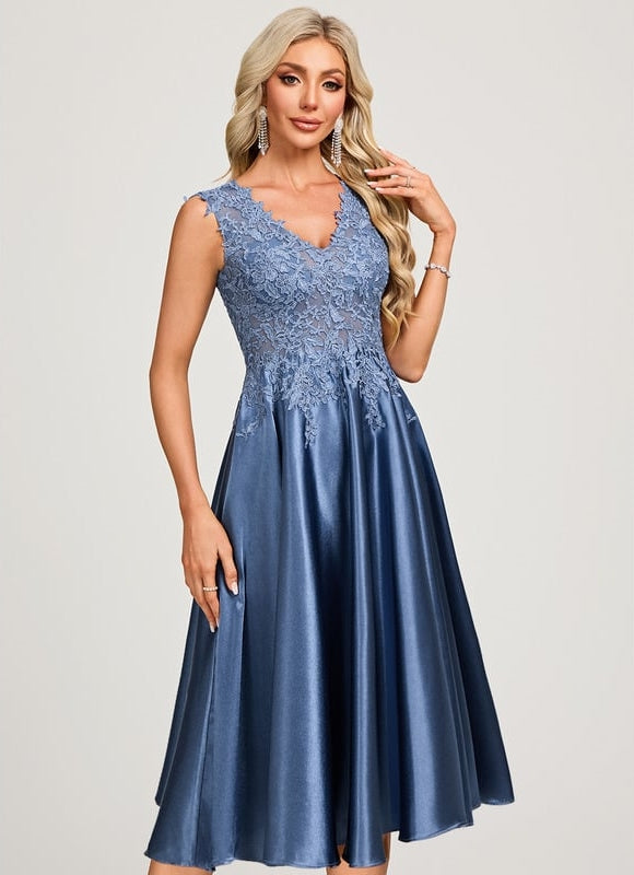 Robe Chic Satin Bleu Ciel - gallery 4