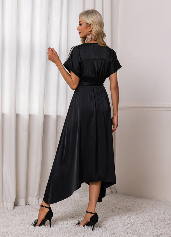 Robe Chic Asymétrique Scintillante - gallery 1