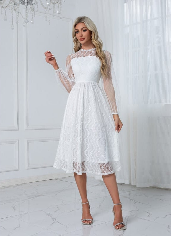 Robe Blanche Dentelle Chic - gallery 6