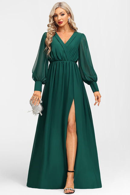 Robe Chic Longue Verte Fluide - gallery 6