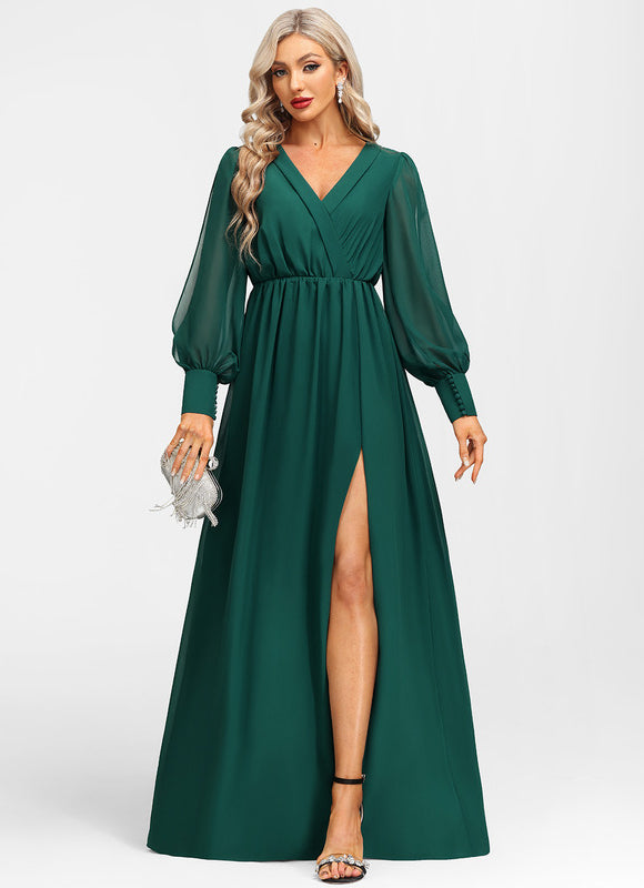 Robe Chic Longue Verte Fluide - gallery 6