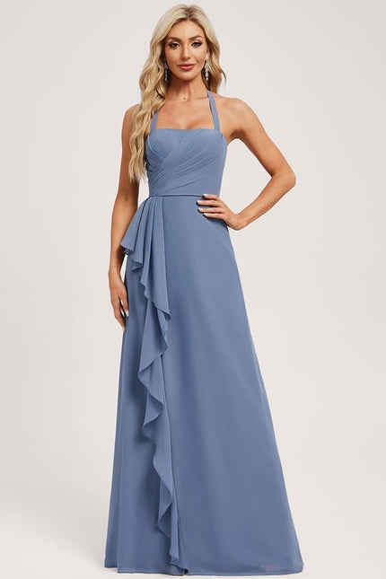 Robe Chic Bleu Drapé