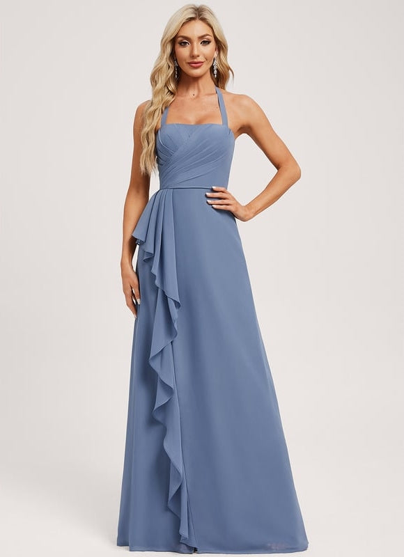 Robe Chic Bleu Drapé