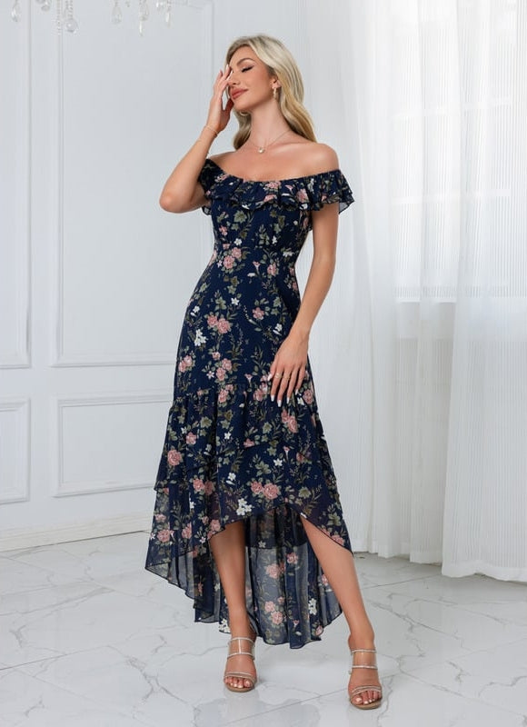 Robe Chic Florale Navy Asymétrique - gallery 6