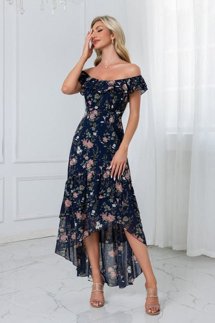 Robe Chic Florale Navy Asymétrique - gallery 6