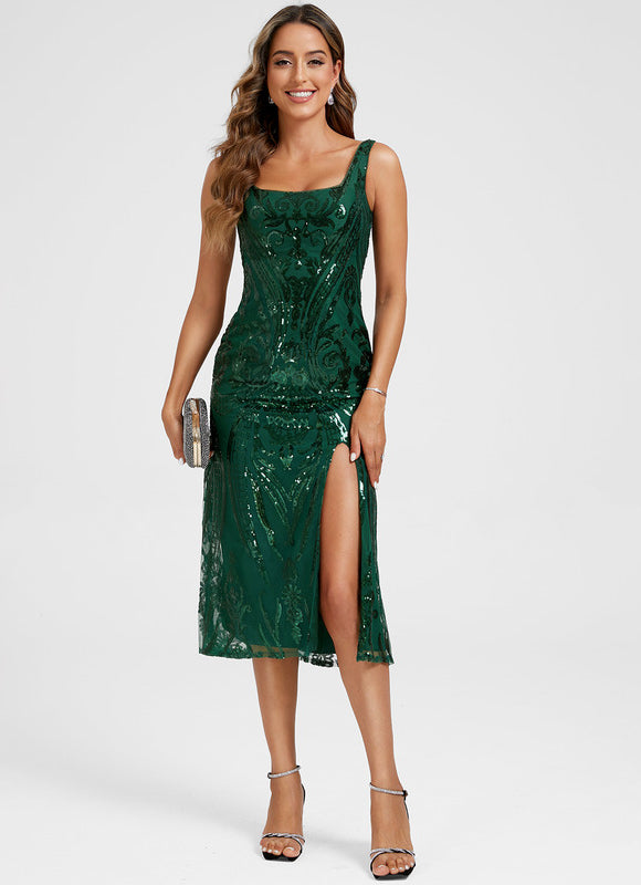 Robe Chic Scintillante Verte