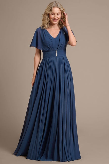 Robe Chic Longue Plissée Marine - gallery 5