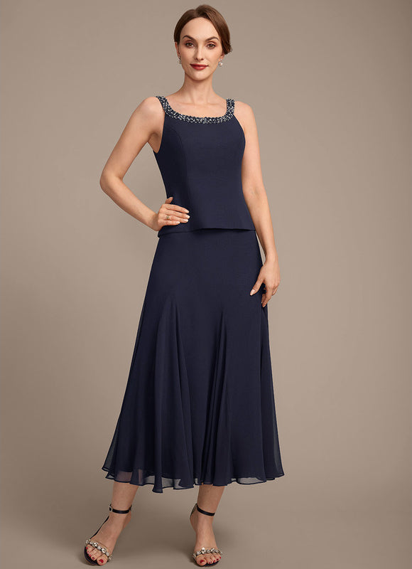 Robe Chic Ensemble Élégant Marine - gallery 6