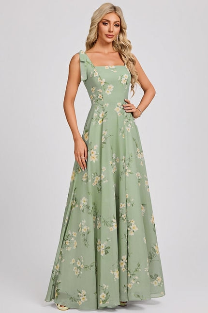 Robe Chic Longue Verte Élégante - gallery 1