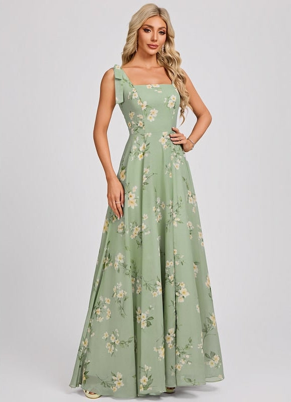 Robe Chic Longue Verte Élégante - gallery 1