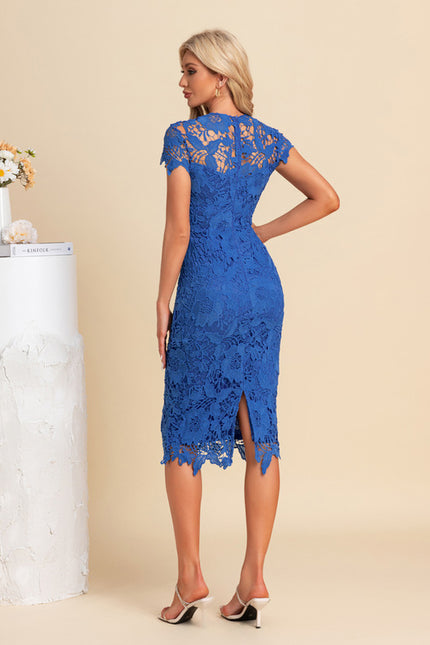 Robe Chic Dentelle Azur Ajustée - gallery 3
