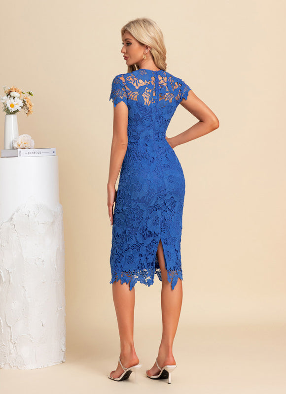 Robe Chic Dentelle Azur Ajustée - gallery 3