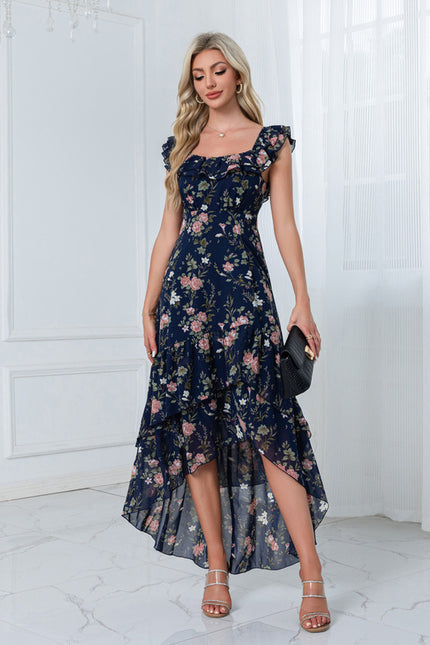 Robe Chic Florale Navy Asymétrique - gallery 5