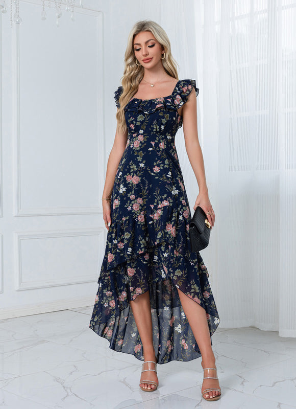 Robe Chic Florale Navy Asymétrique - gallery 5