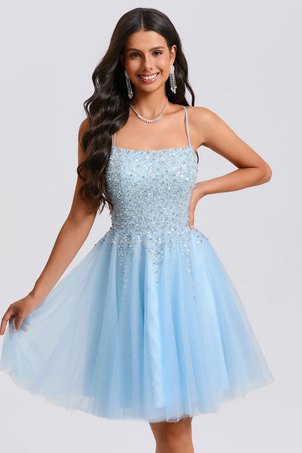 Robe Chic À Paillettes Bleue