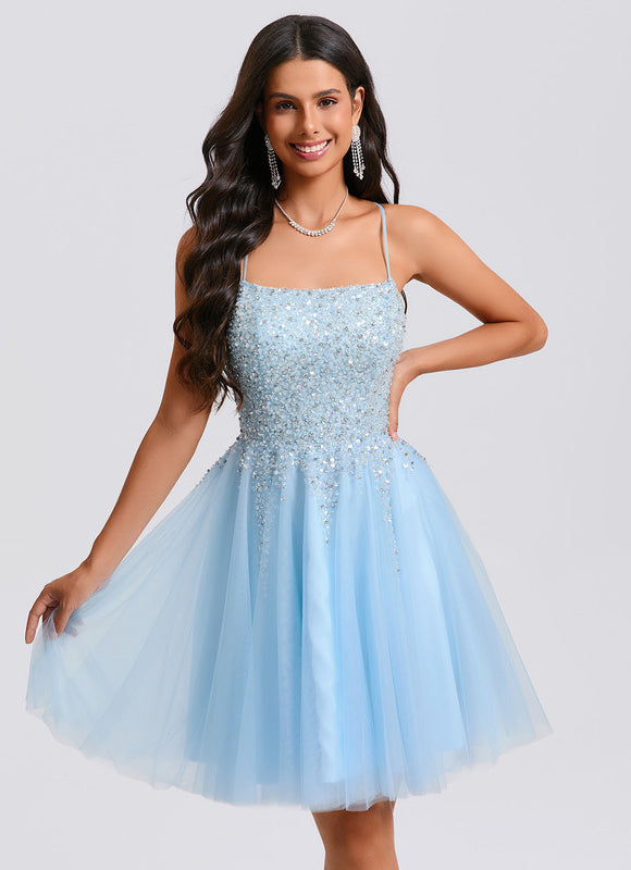 Robe Chic À Paillettes Bleue