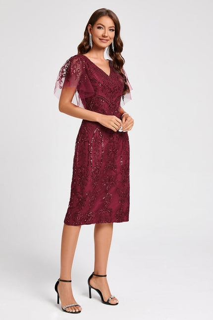 Robe Chic Bordeaux Éclatante - gallery 2