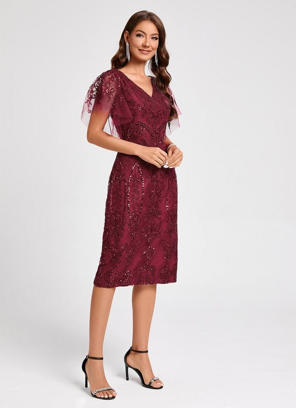 Robe Chic Bordeaux Éclatante - gallery 2