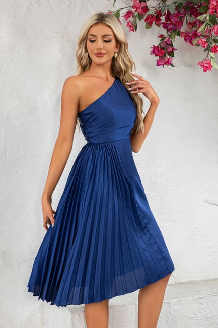 Robe Chic Satinée Une-Épaule - gallery 4