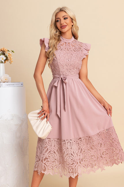 Robe Chic Midi Rose Dentelle - gallery 1