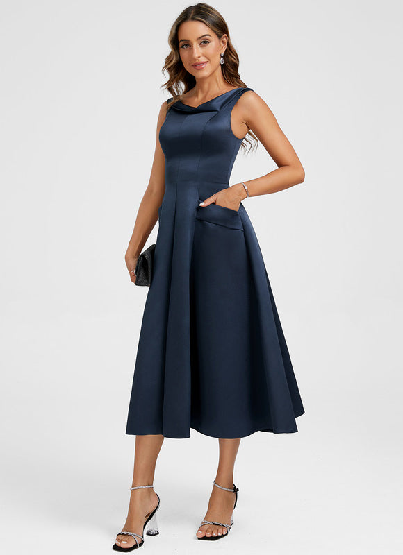 Robe Chic Satin Marine Élégante - gallery 3