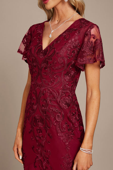 Robe Chic Rouge Élégant Flottant - gallery 6