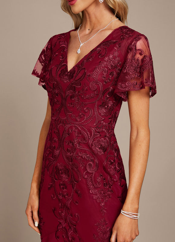 Robe Chic Rouge Élégant Flottant - gallery 6