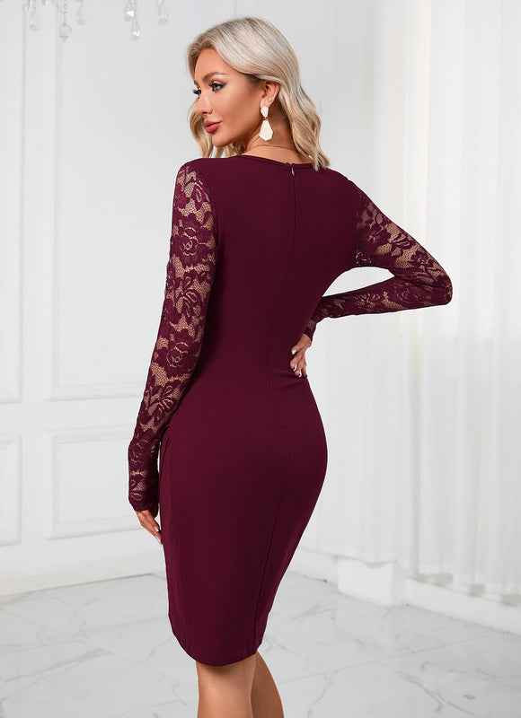 Robe Chic Bordeaux Dentelle - gallery 1