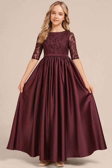 Robe Chic Longue Dentelle Bordeaux - gallery 4