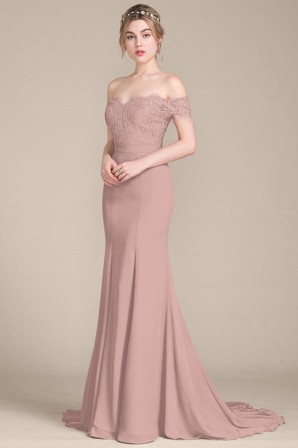 Robe De Soirée Chic Rose Poudrée - gallery 4