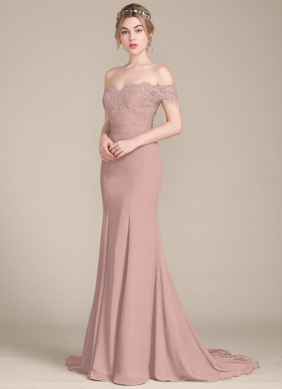 Robe De Soirée Chic Rose Poudrée - gallery 4