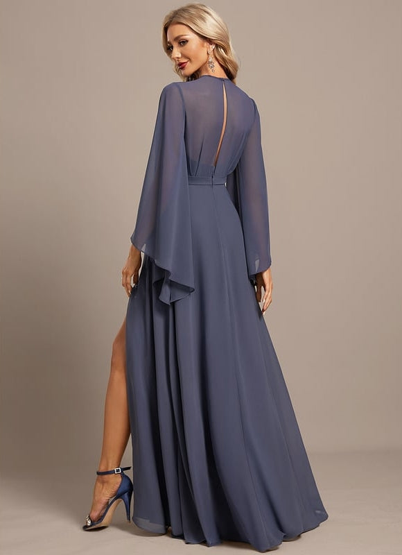Robe Chic Satin Bleu Nuit - gallery 4