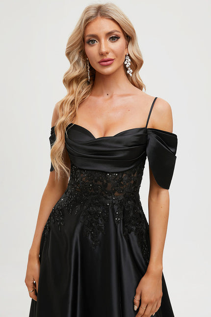 Robe Chic Satin Noir Élégant - gallery 4
