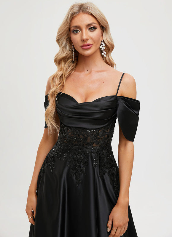 Robe Chic Satin Noir Élégant - gallery 4