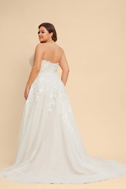 Robe Chic Blanc Élégant Avec Traîne - gallery 9